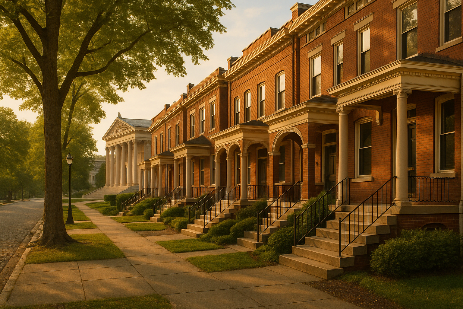 1920s brick rowhomes near the Virginia Museum of Fine Arts in Richmond's Museum District