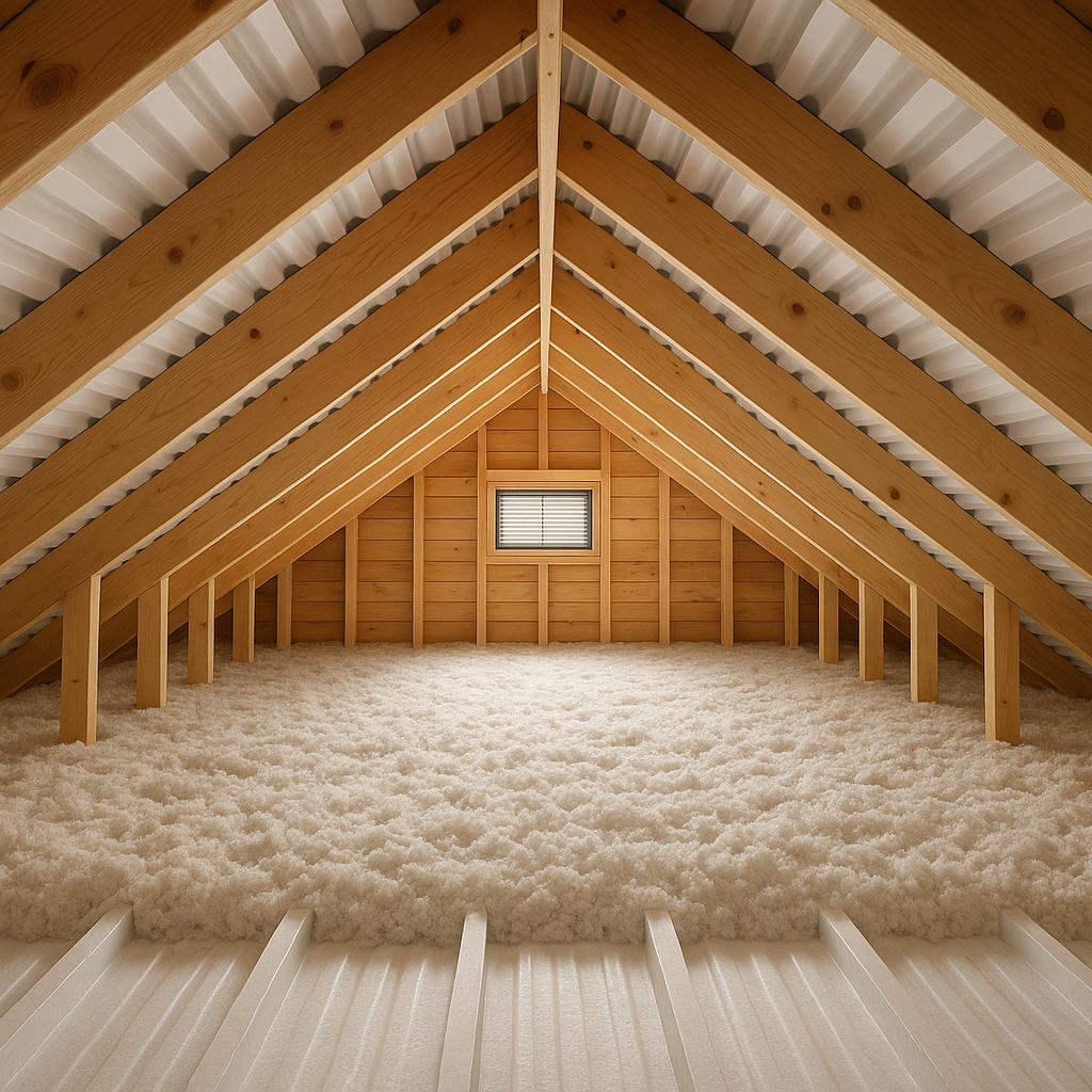 The same attic sheathing cleaned to sound wood with corrected ventilation after remediation